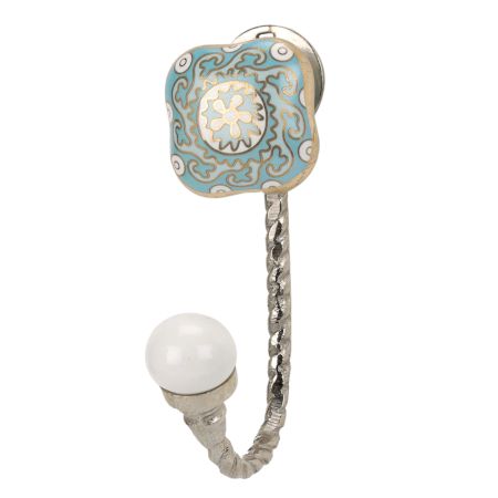 Square Ceramic Sage Green Ceramic Metal Hook Silver Fitting